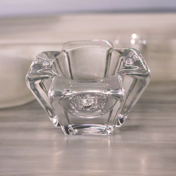 ORREFORS Sweden Crystal Max Cross Votive or Tea Light Candle Holder Anna Ehrner - Picture 1 of 11